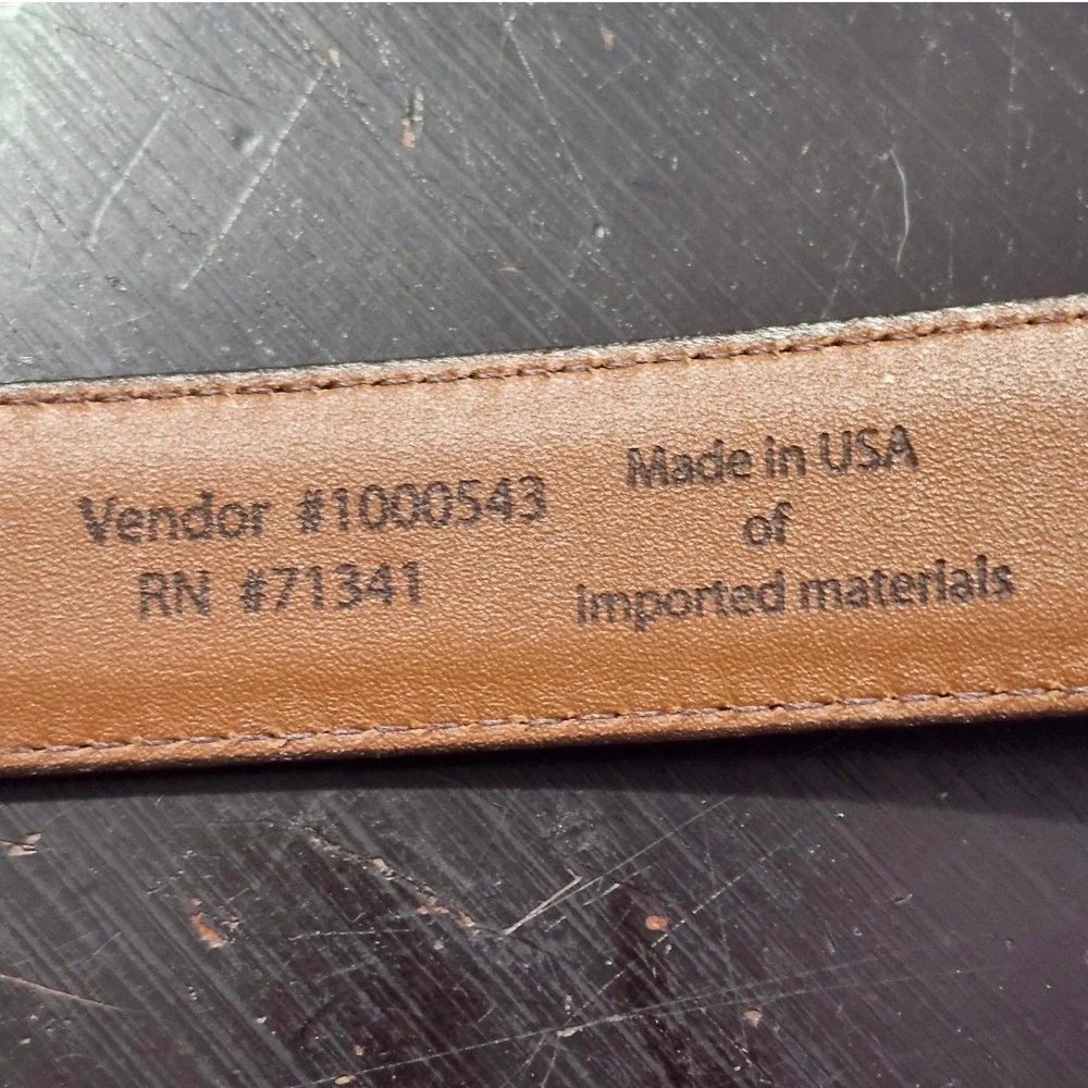 L.L. Bean Leather Belt Mens 36 Brown Brass Buckle Made in USA Classic Dress